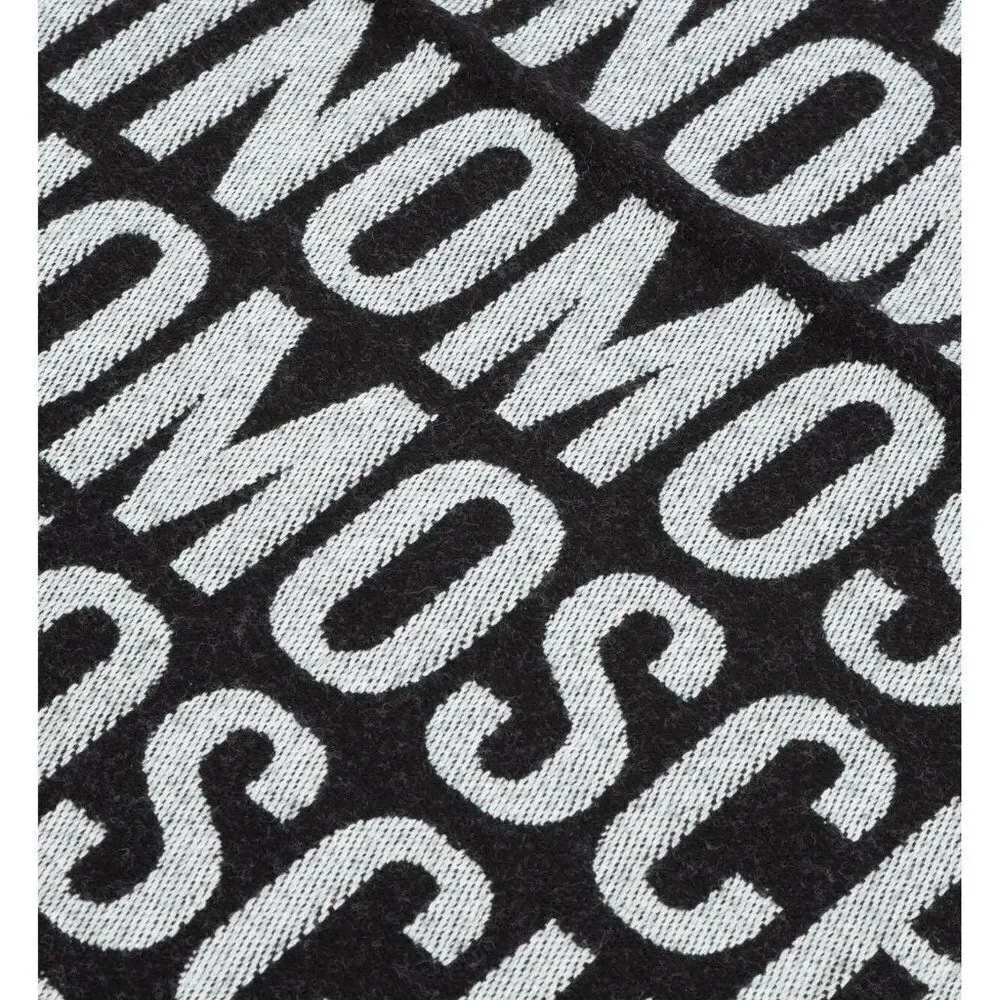 Moschino Men's Black & Grey Shawl Stole Wool Winter Scarf